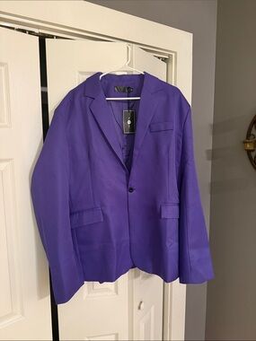 Men's Vibrant Purple Single-Button Blazer
